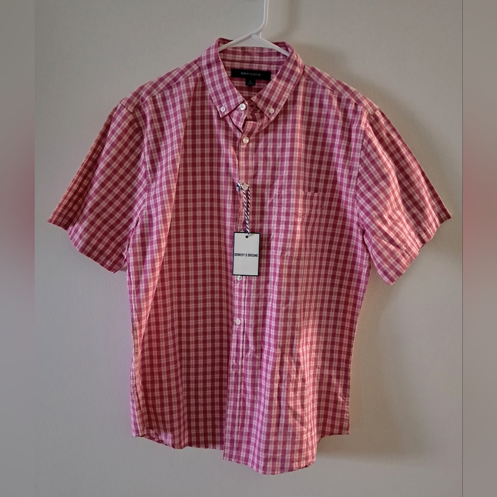 NWT Men’s Bowery + Broome Plaid Short Sleeve Shirt Large